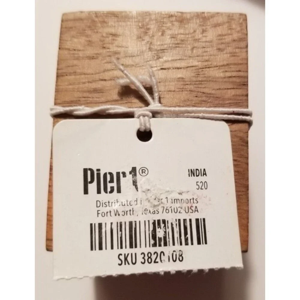 Pier 1 Napkin Ring Holders Mid Century Modern Look  Wood  Square Set of 8